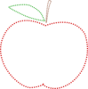 Red Stiched Apple Clip Art